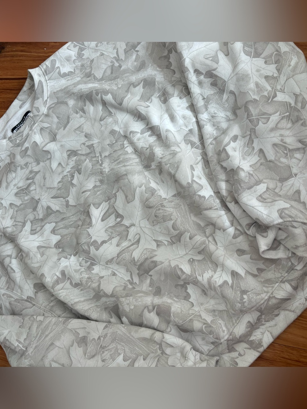 Urban Planet Gray Leaf-Print Crewneck Sweatshirt